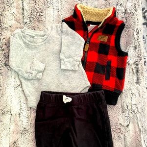 Carter’s Buffalo Plaid Vest 3 Piece Set Size 3 Months